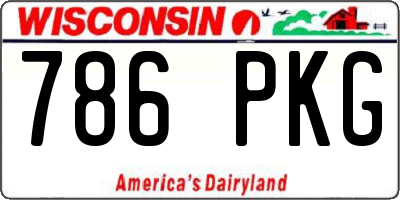 WI license plate 786PKG