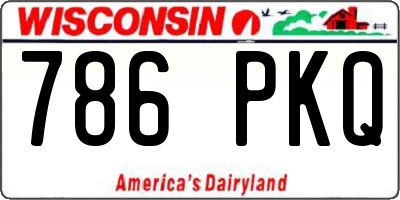 WI license plate 786PKQ
