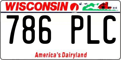 WI license plate 786PLC