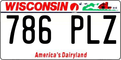 WI license plate 786PLZ