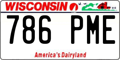 WI license plate 786PME