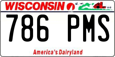 WI license plate 786PMS