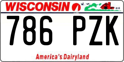 WI license plate 786PZK