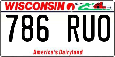 WI license plate 786RUO