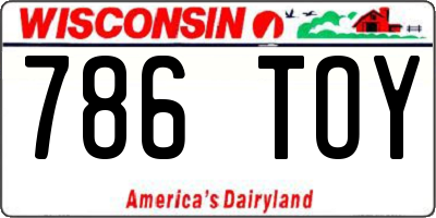 WI license plate 786TOY