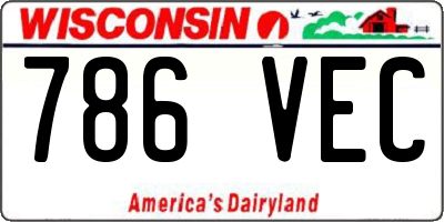 WI license plate 786VEC