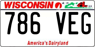WI license plate 786VEG