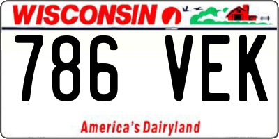 WI license plate 786VEK