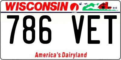 WI license plate 786VET