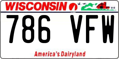 WI license plate 786VFW