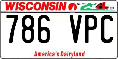 WI license plate 786VPC