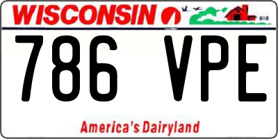 WI license plate 786VPE