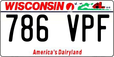 WI license plate 786VPF