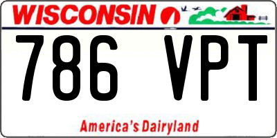 WI license plate 786VPT