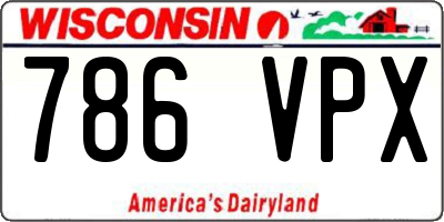 WI license plate 786VPX
