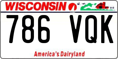 WI license plate 786VQK