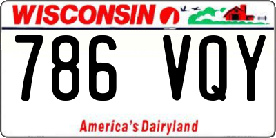 WI license plate 786VQY