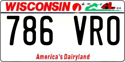 WI license plate 786VRO