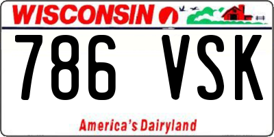 WI license plate 786VSK