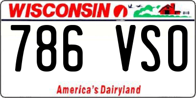 WI license plate 786VSO