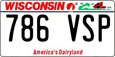 WI license plate 786VSP