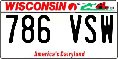 WI license plate 786VSW