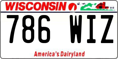 WI license plate 786WIZ