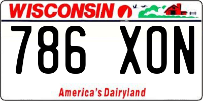 WI license plate 786XON