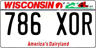 WI license plate 786XOR