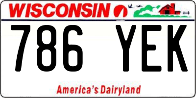 WI license plate 786YEK