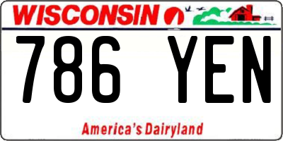 WI license plate 786YEN