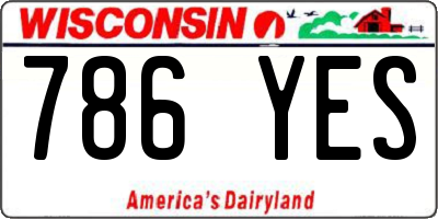 WI license plate 786YES