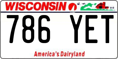 WI license plate 786YET