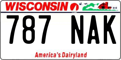 WI license plate 787NAK