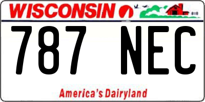 WI license plate 787NEC