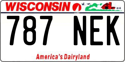 WI license plate 787NEK
