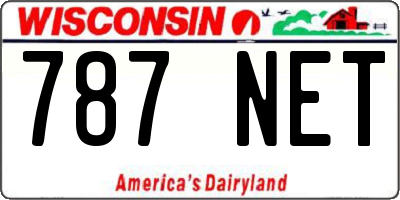 WI license plate 787NET