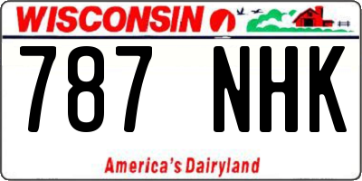 WI license plate 787NHK