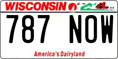 WI license plate 787NOW