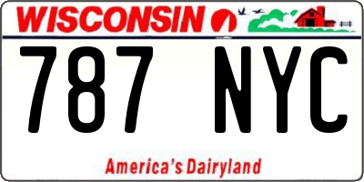 WI license plate 787NYC
