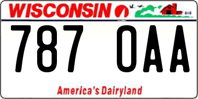 WI license plate 787OAA