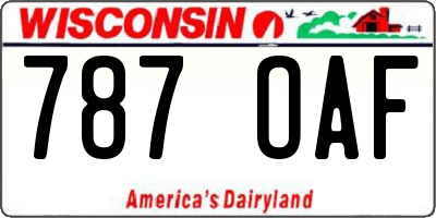 WI license plate 787OAF