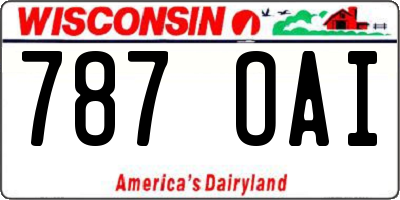 WI license plate 787OAI
