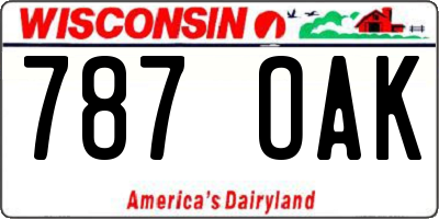 WI license plate 787OAK