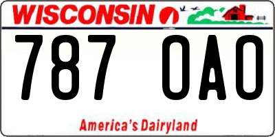 WI license plate 787OAO