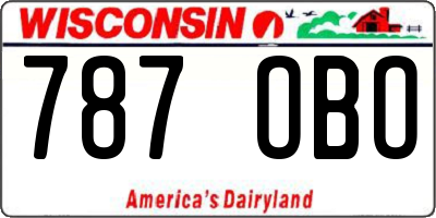 WI license plate 787OBO