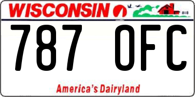 WI license plate 787OFC