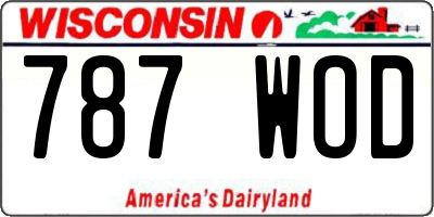 WI license plate 787WOD