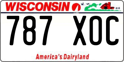 WI license plate 787XOC