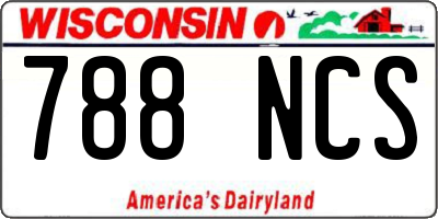 WI license plate 788NCS